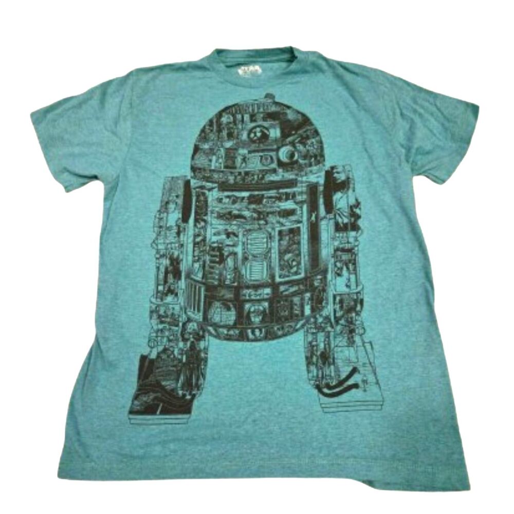 Star Wars R2-D2 T-Shirt Medium Teal Graphic Droid Sci-Fi Vintage Style Tee